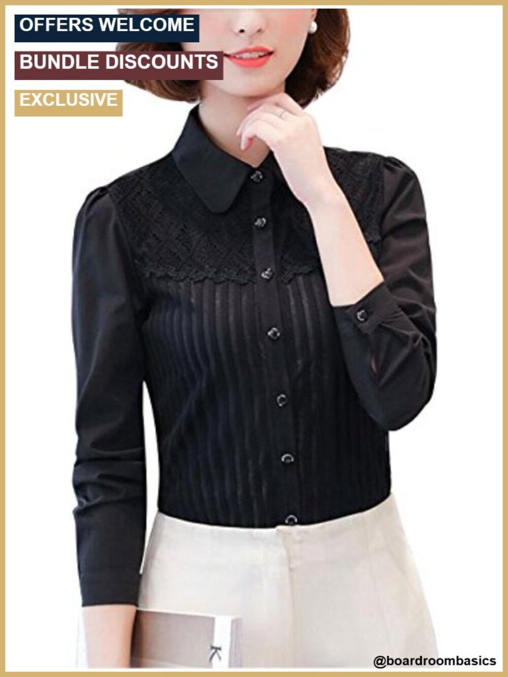 Vintage Victorian Pleated Button Down Shirt Long Sleeve Stretch Blouse